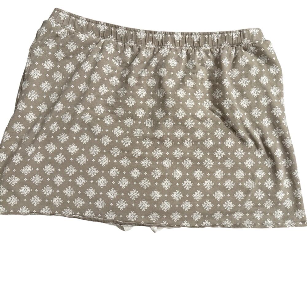 Plus Size 3X Skort Beige White Print Cotton Pockets